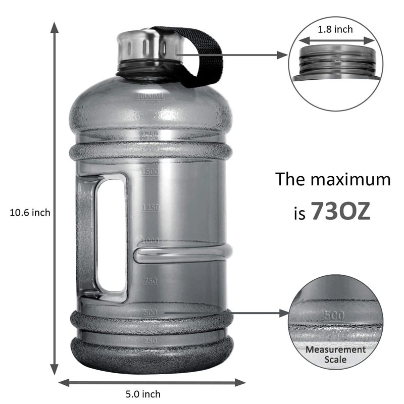 2.2L(73oz) Large Capacity Sports Water Bottle With Handle 3