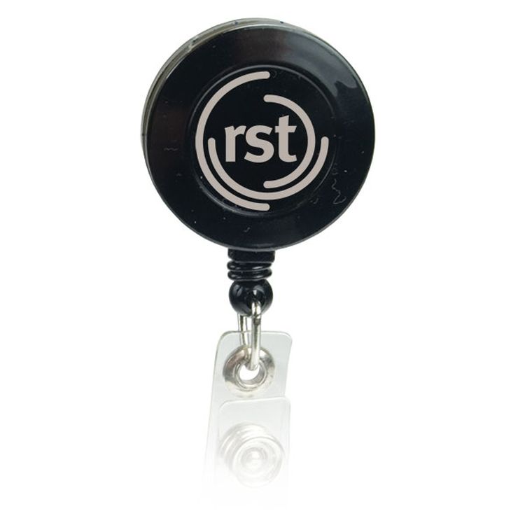Pad Printed Retractable Badge Holder (Round w/ Slip on Clip)