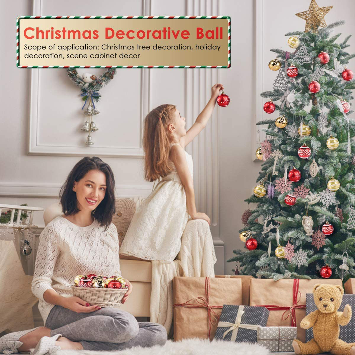 Holiday Bulbs Festive Wedding Hanging Ornaments Christmas Tree Decoration--8 cm 5