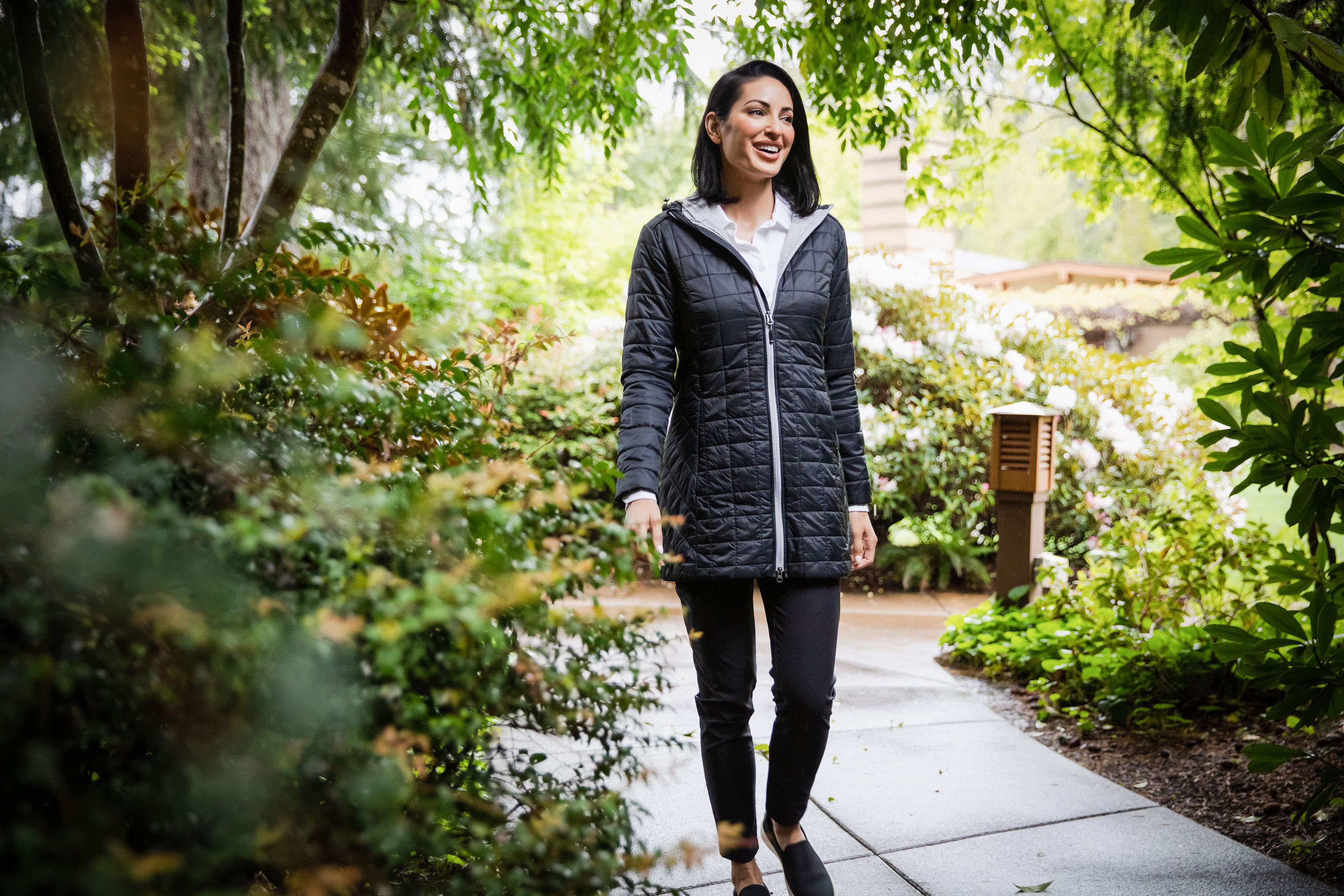 Cutter & Buck Rainier Recycled Insulated Puffer Womens Full Zip Hooded Long Coat 31