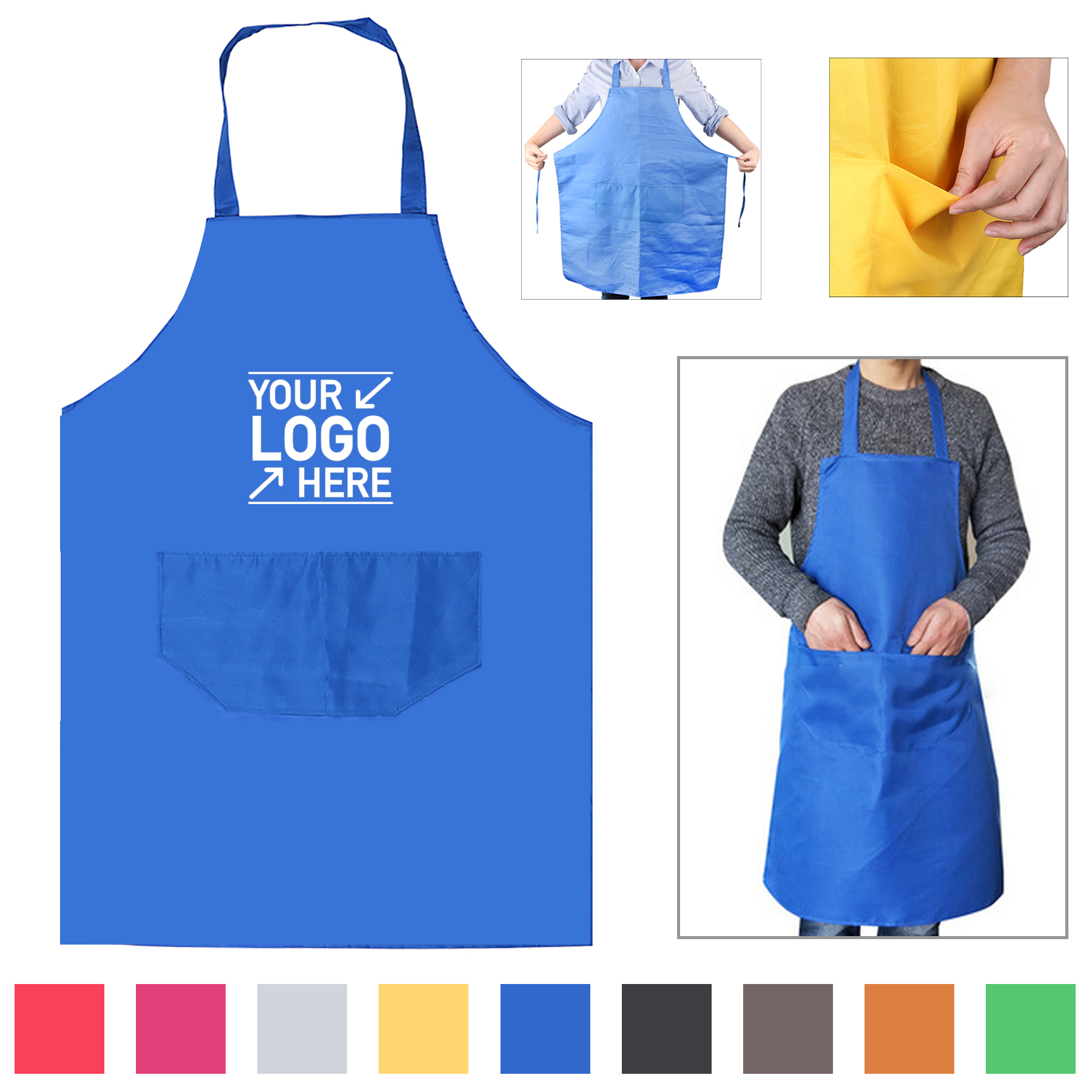 Pure Color Household Cleaning Sleeveless Apron 2