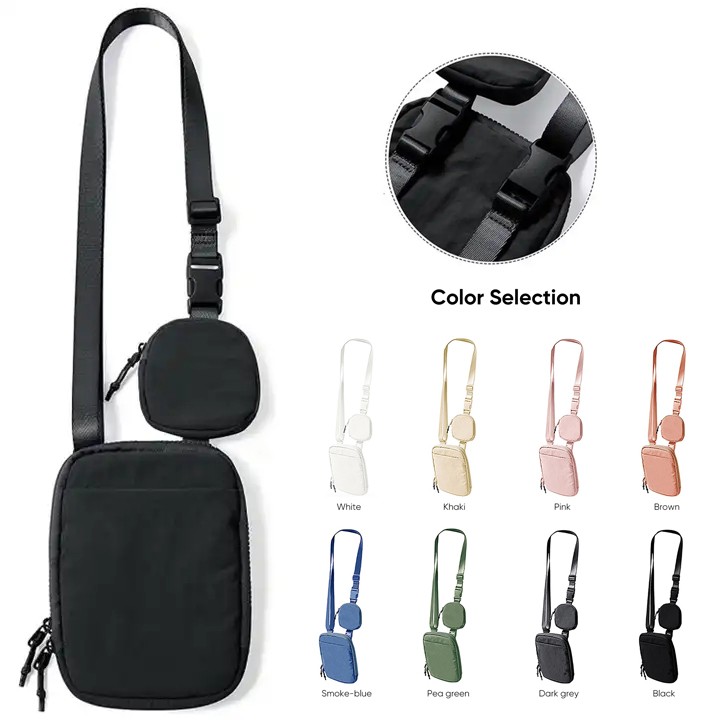 Nylon Crossbody Bag with Small Pouch Sling Bag with Adjustable Strap for Women Men 1