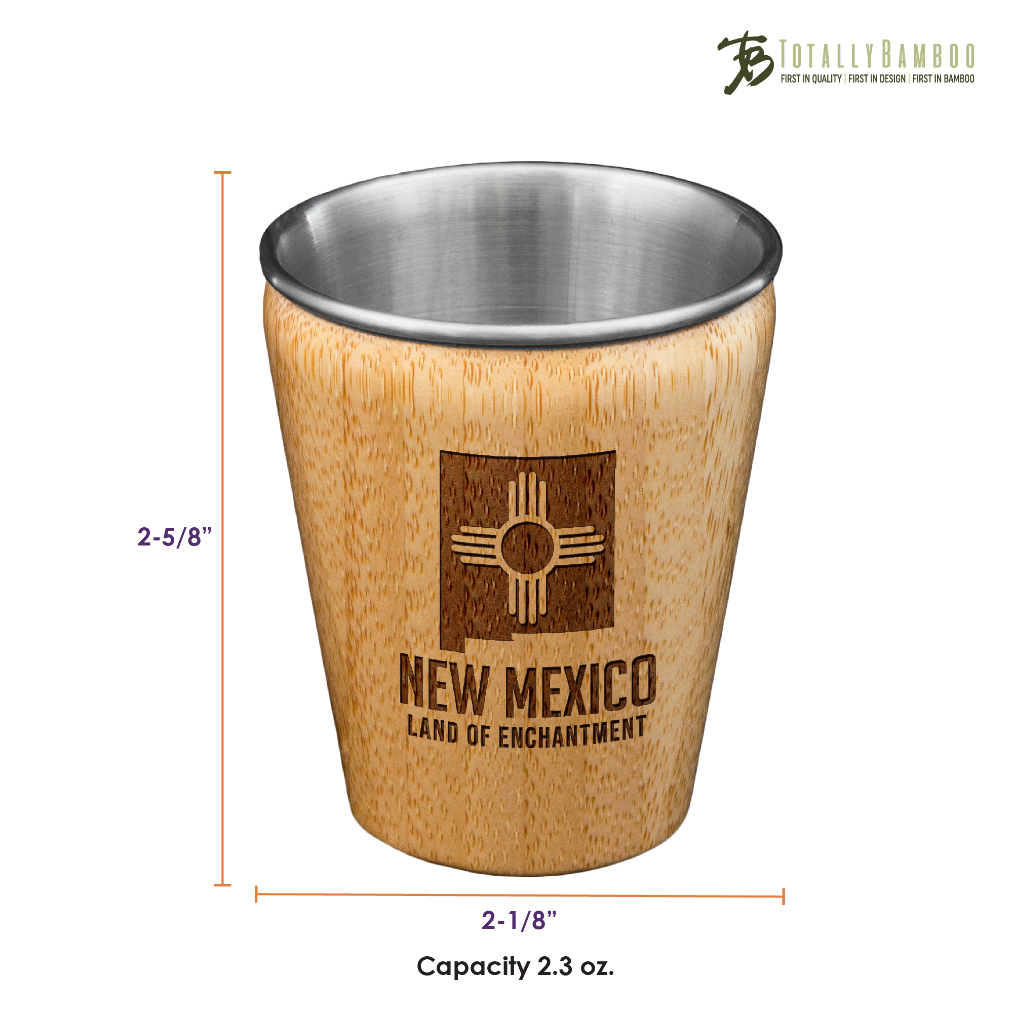 New Mexico State Bamboo and Stainless Steel Shot Glass 4