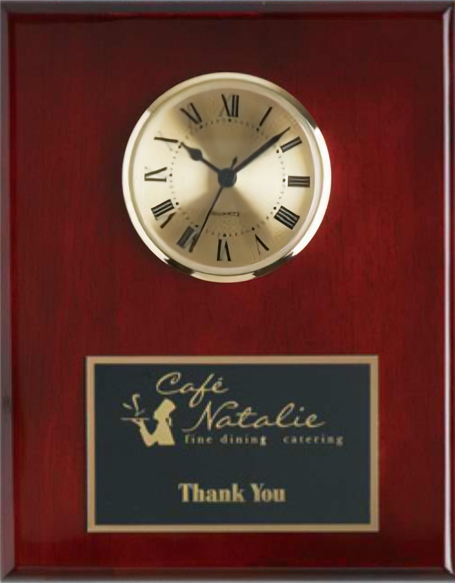 Piano Finish Solid Wood Plaque W/ Clock 10
