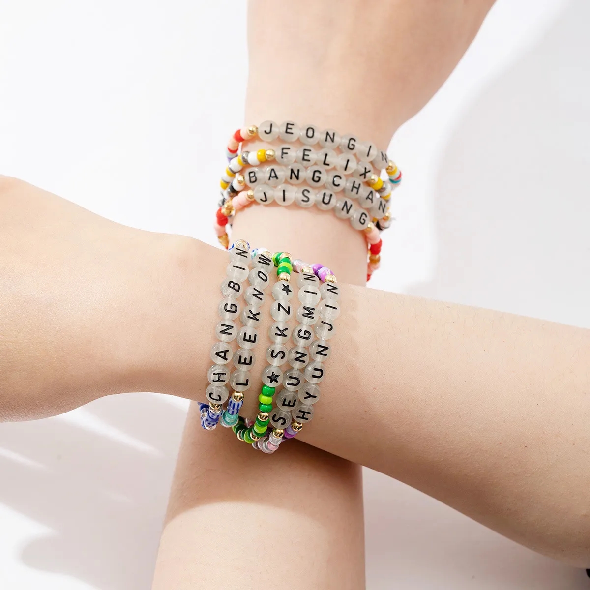 Soft clay color mixing handmade beaded elastic bracelet 5