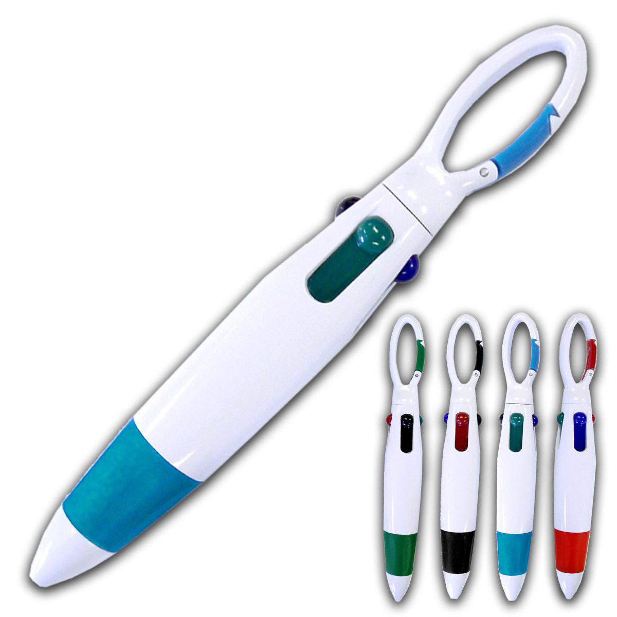 4-Color Ballpoint Custom Pen With Carabiners Clip 1