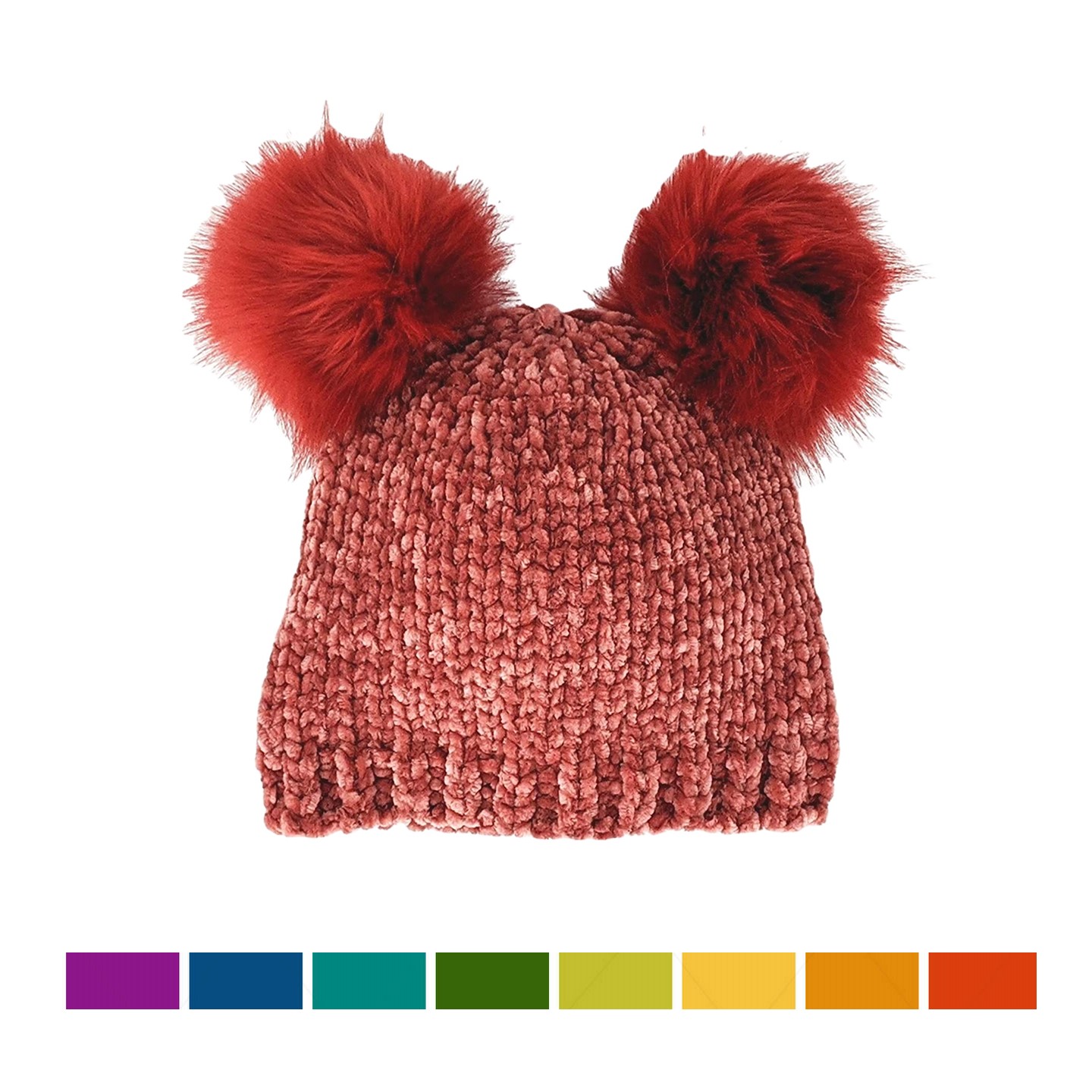 Kid Chenille Beanie with 2 Pom-poms 3