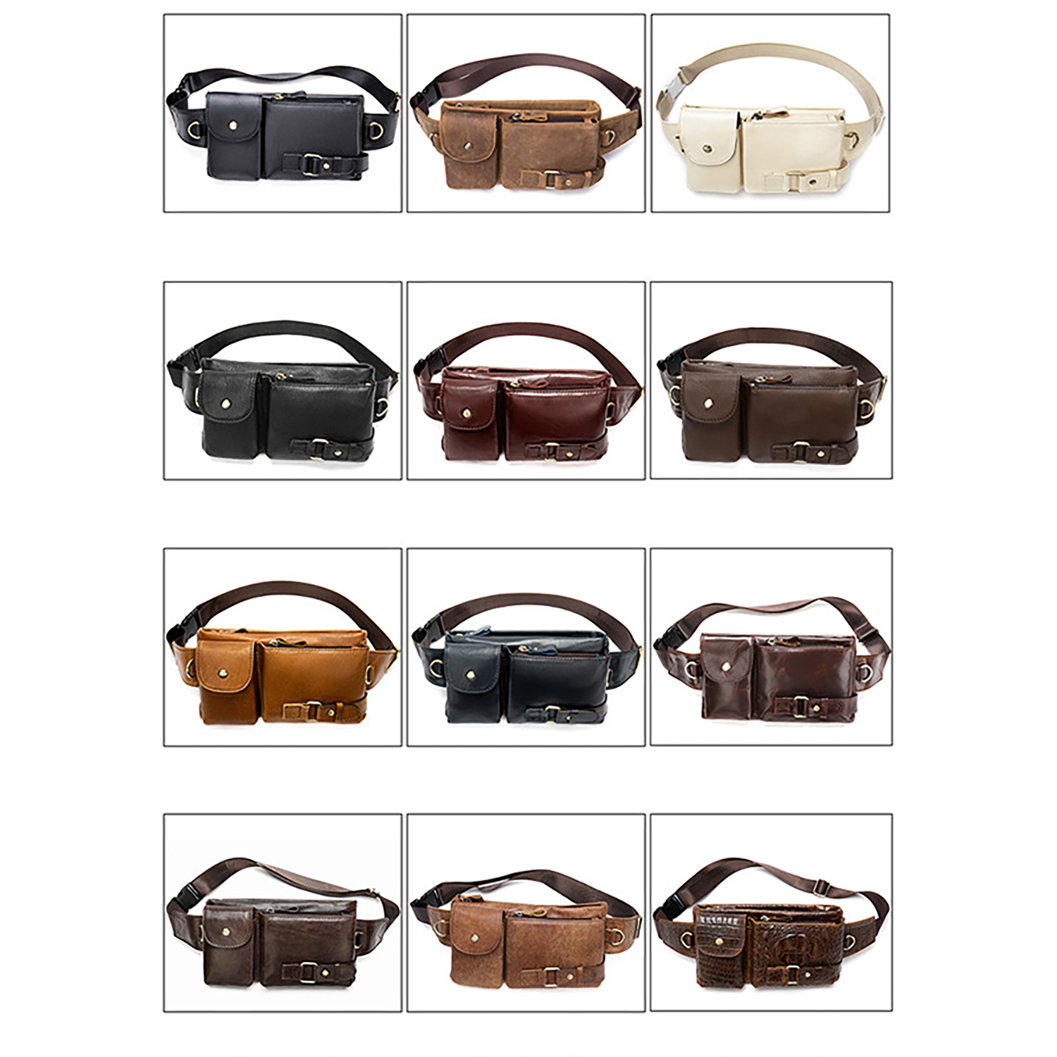 Custom Top-Layer Cowhide Leather Fanny Pack 3