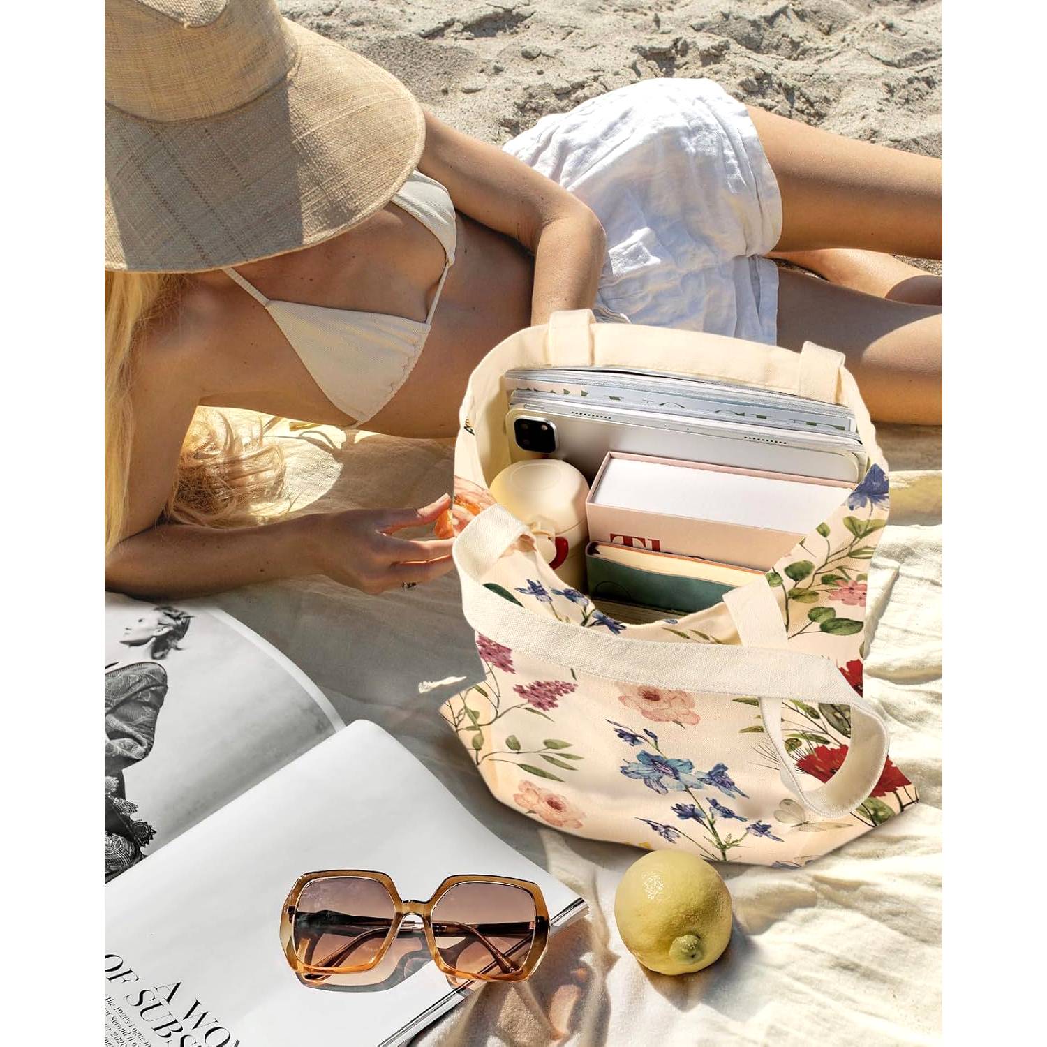 Large Capacity Open Top Canvas Tote Bag, custom tote bag with logo imprint 7