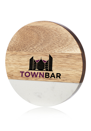 Round Marble and Wood Coasters with Bottle Opener 2