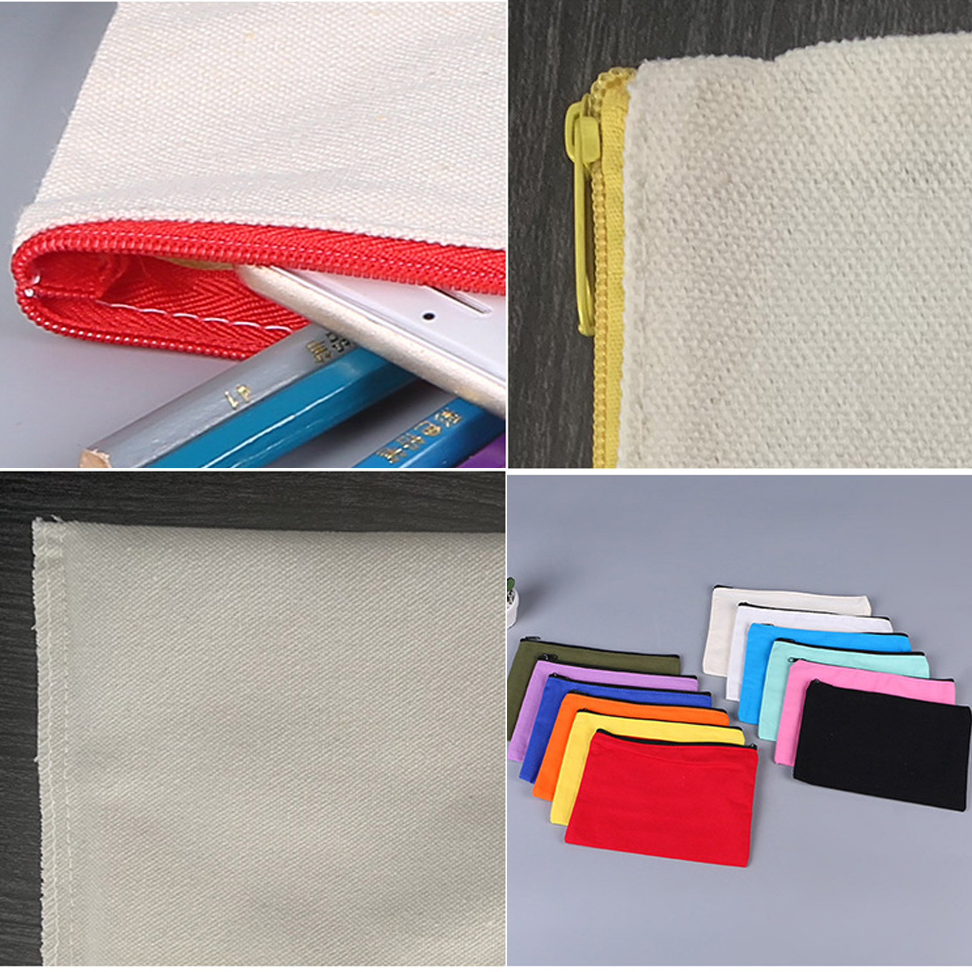 Multi purpose Canvas Bag Zipper Cosmetic Pouch 3