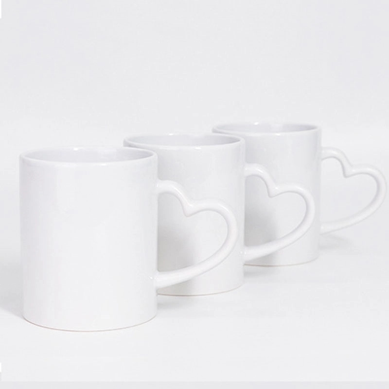 Custom 11 OZ Blank Mugs With Heart shaped handle 2
