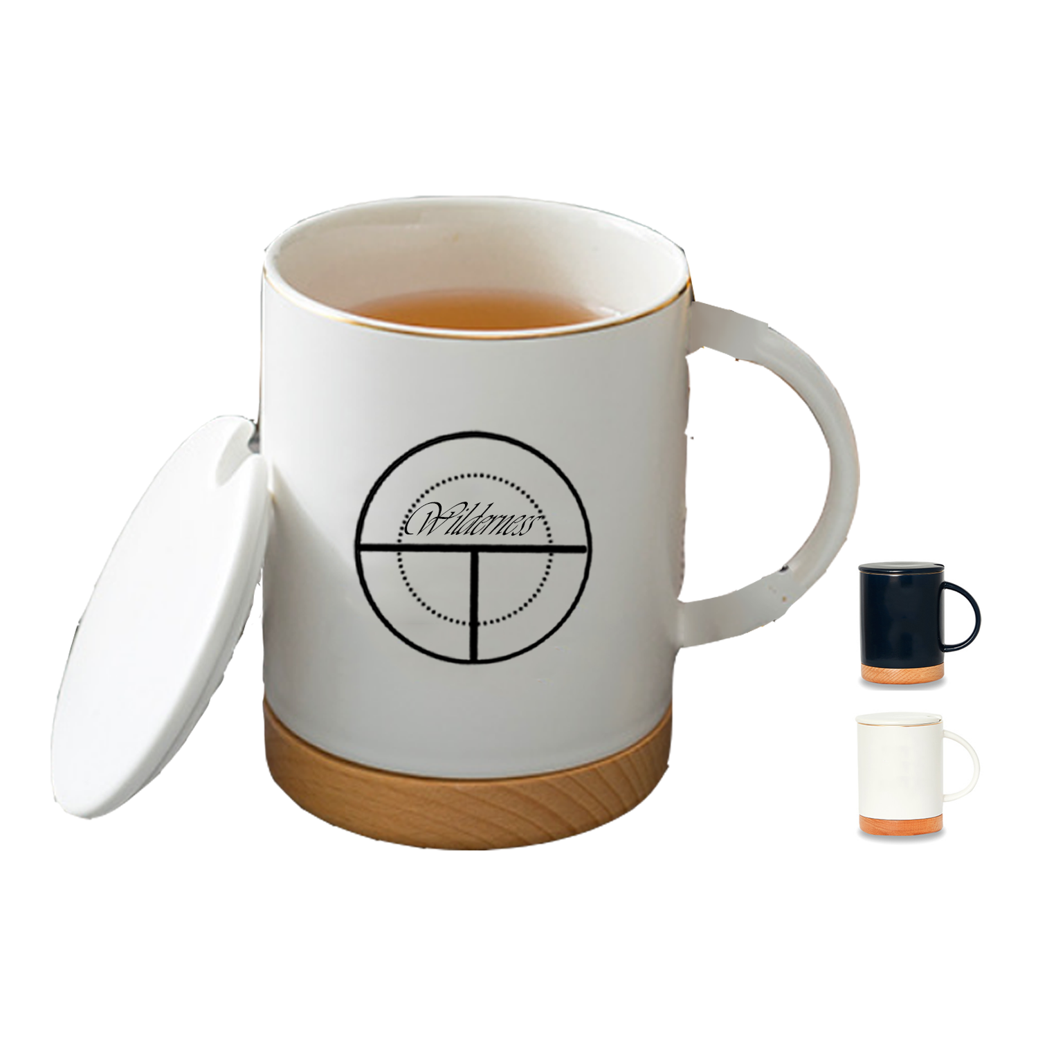 10.5 Oz Ceramic Mug with Wooden Bottom 1