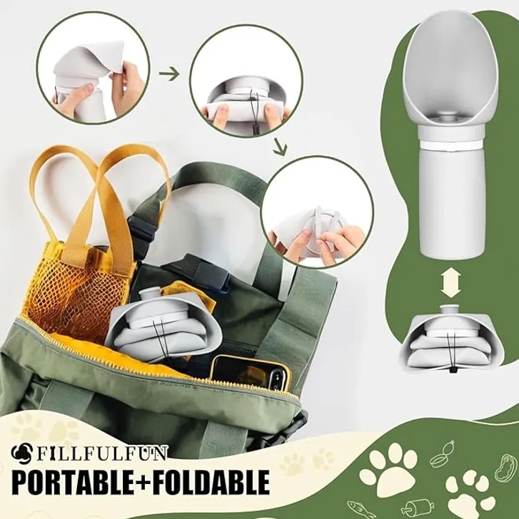 550ml Leak Proof Dog Water Bottle with Foldable Bowl for Hiking Travel 3