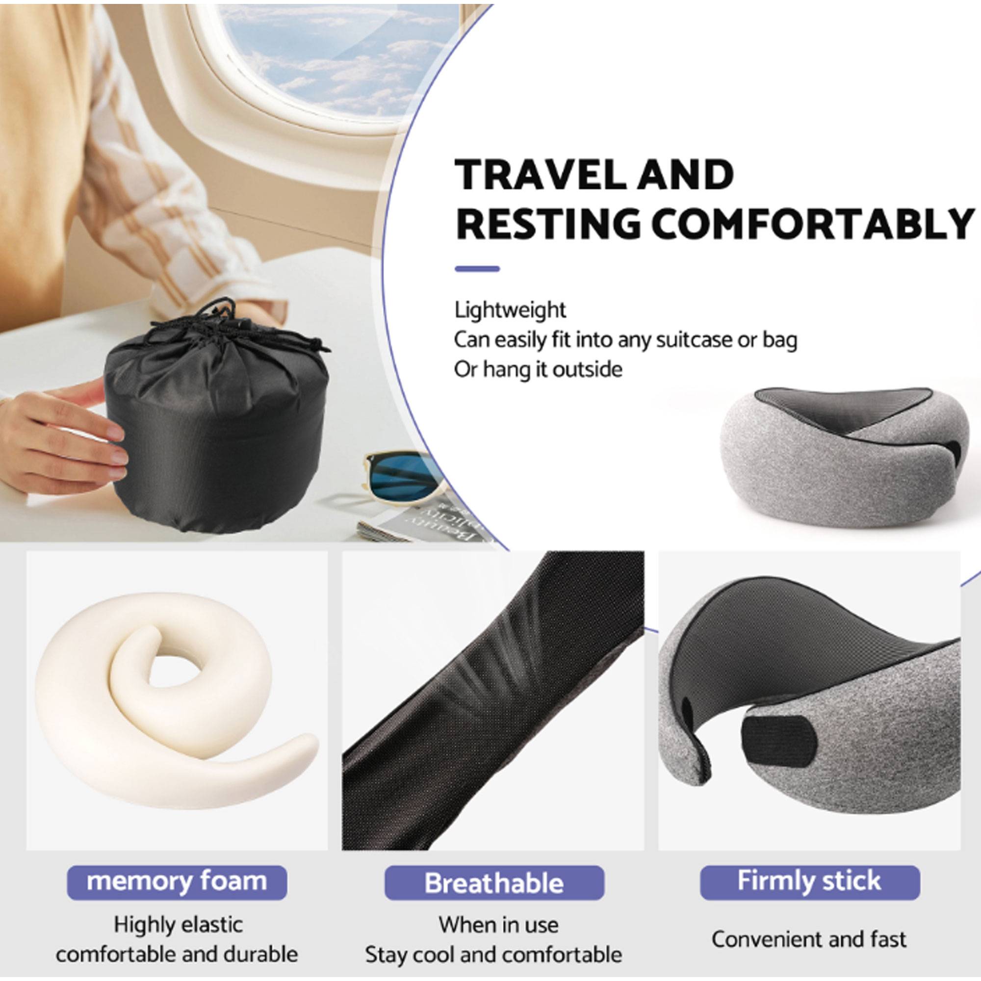 U-Shaped Memory Foam Neck Pillow – Ergonomic Travel Support 5