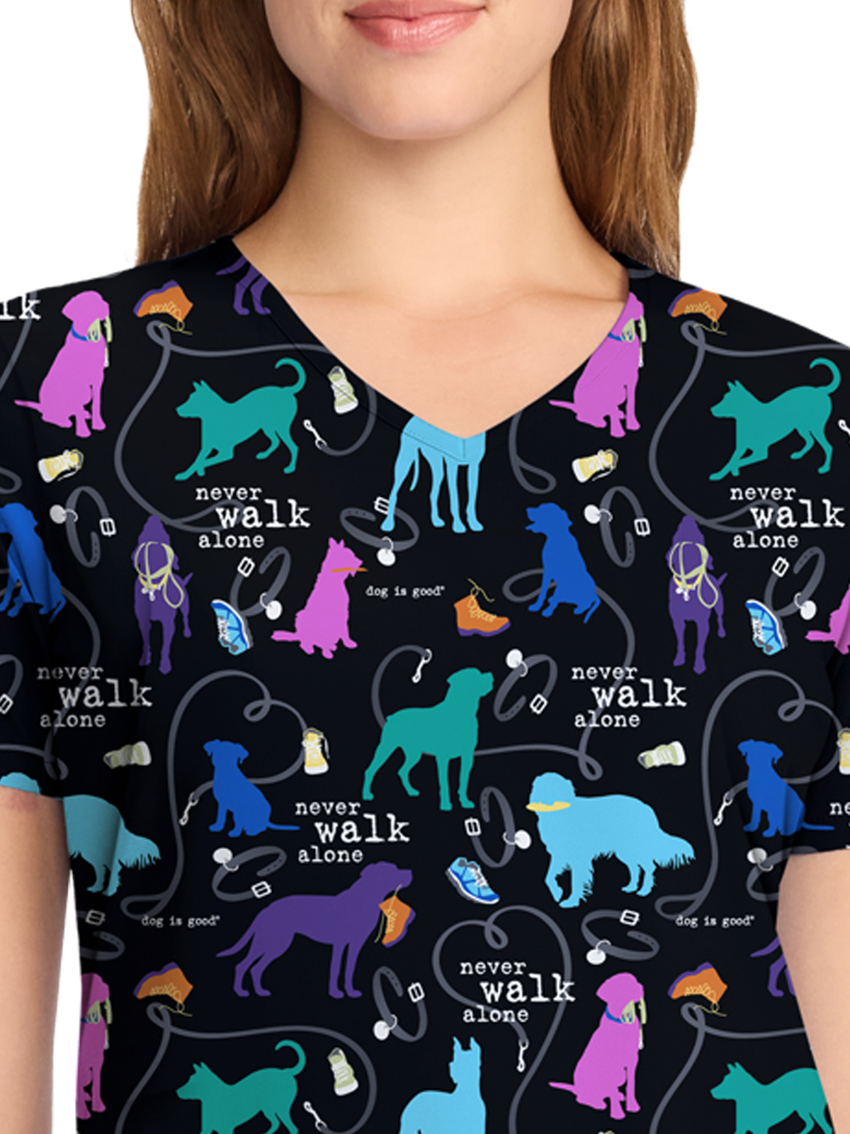 Cherokee - Tooniforms - Women's V-Neck Print Top 7