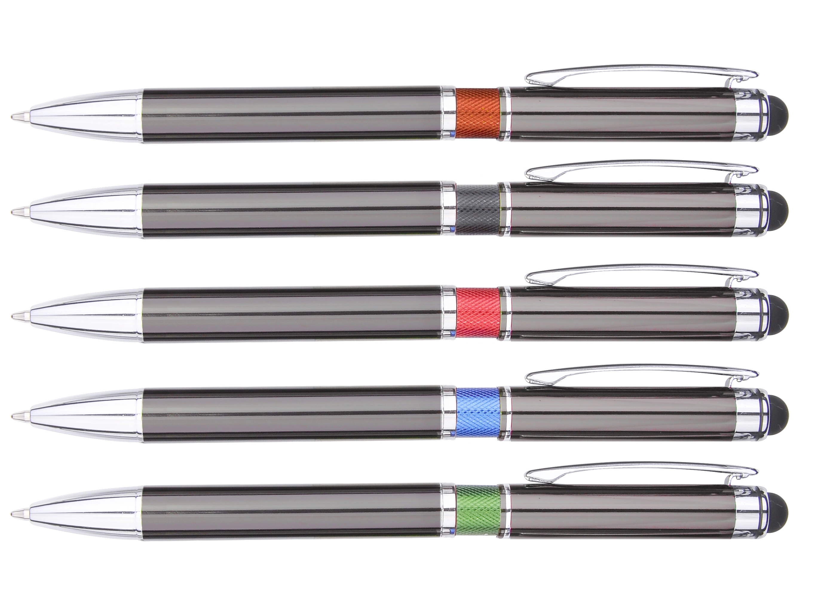Metal premium click ball point stylus pen with color ring 4
