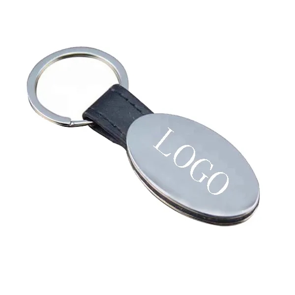 Custom Oval Leather & Metal Keychains 5