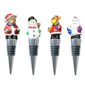 Festive 4 Piece Snowman Bear Dear Claus Wine Stopper Set 11