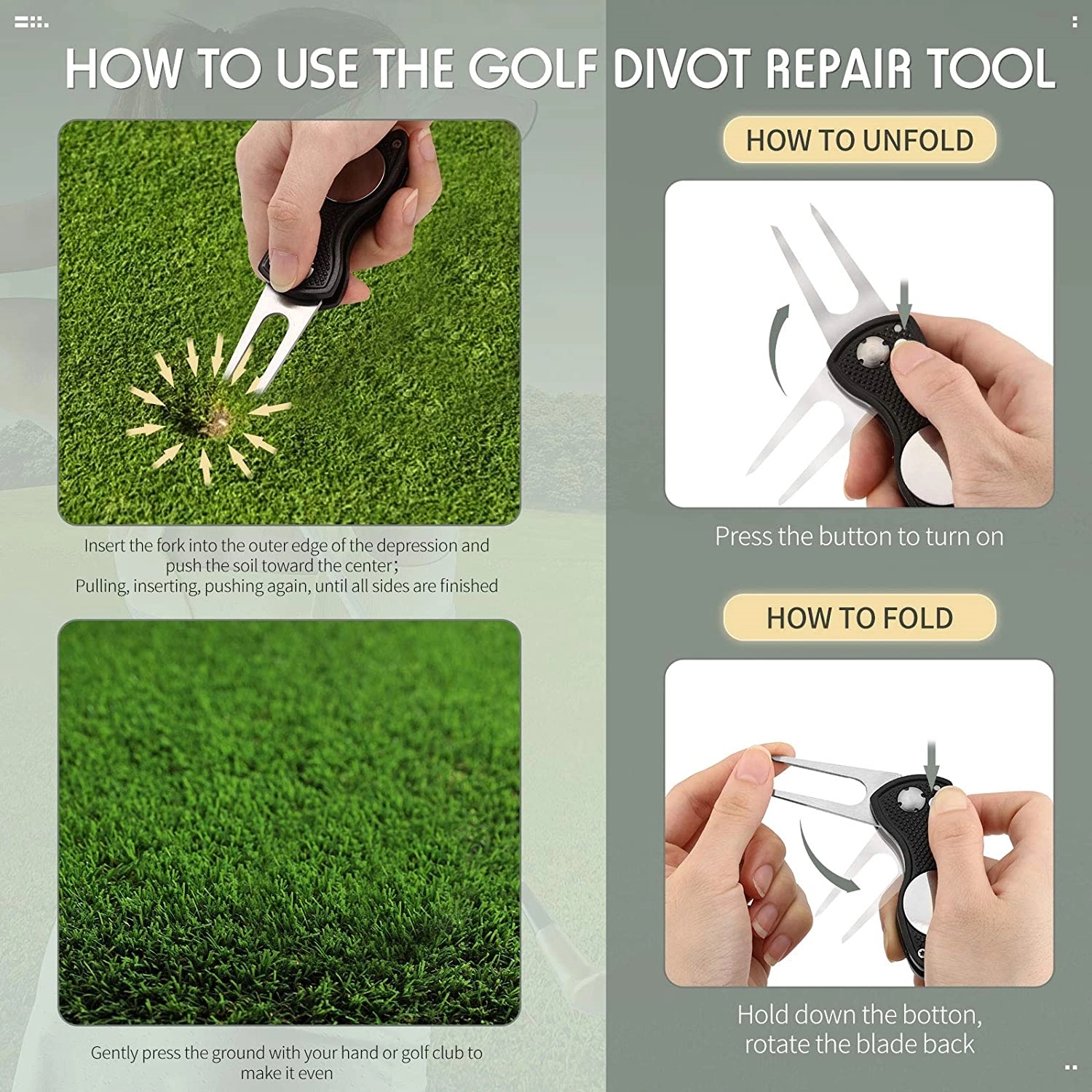 Golf Tool Kit- Towel Groove Cleaner Brush Divot 8