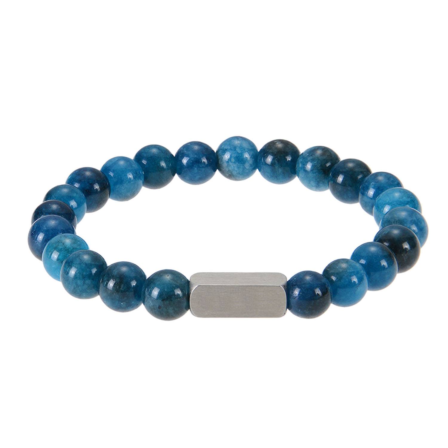 Round Stone Beads Bracelet w/ Stainless Steel Tag 5