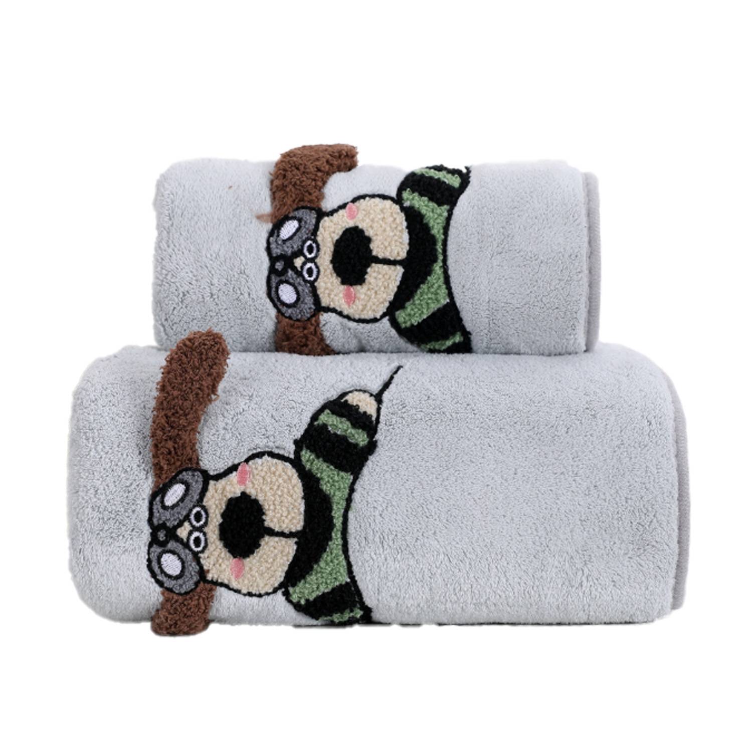 Dog Design Soft Absorbent Coral Fleece Towel Set 6
