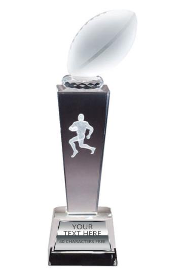 Crystal Tower Football Award 9x2.5" 2