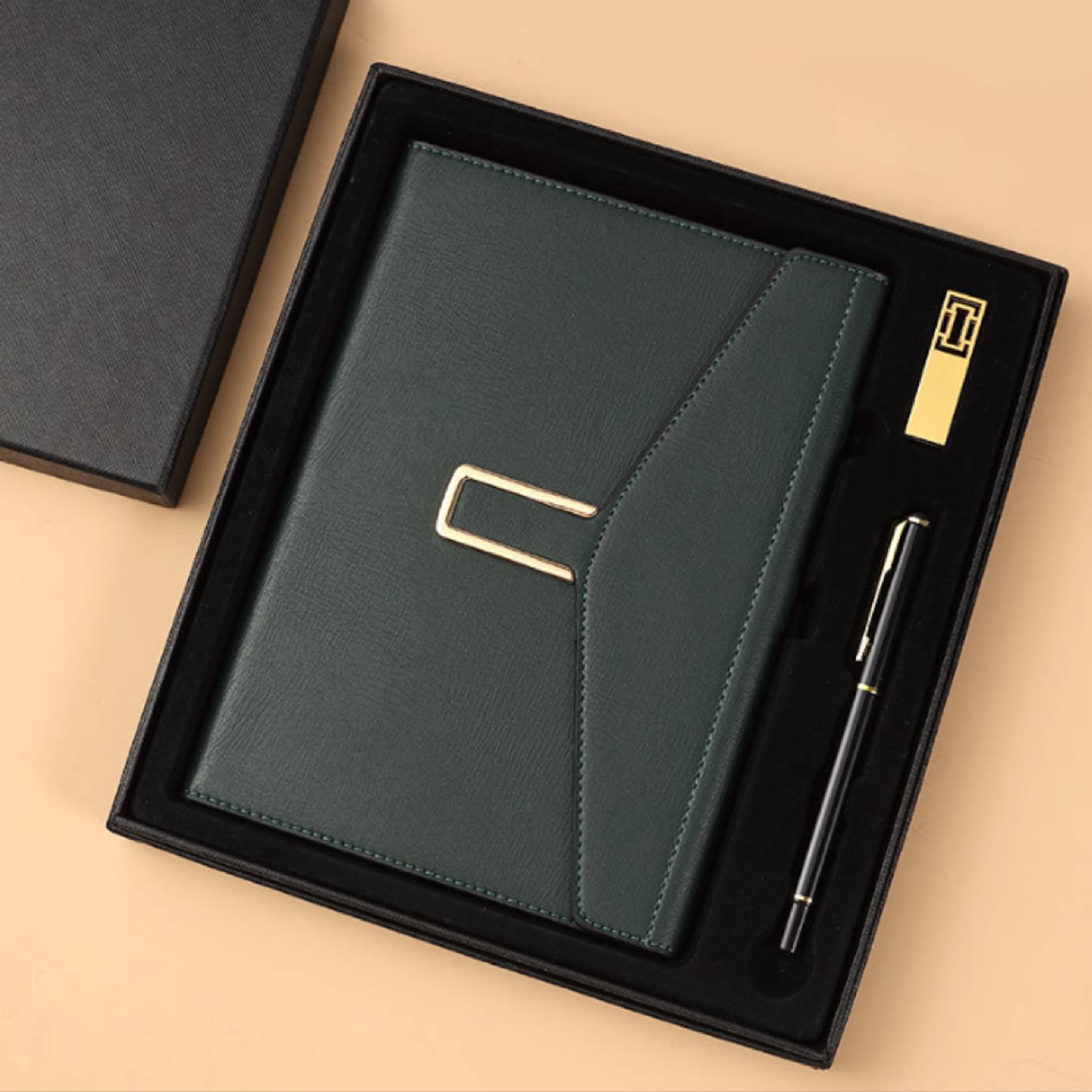 Tri-Fold Journal And Flash Drive Pen Gift Set 3