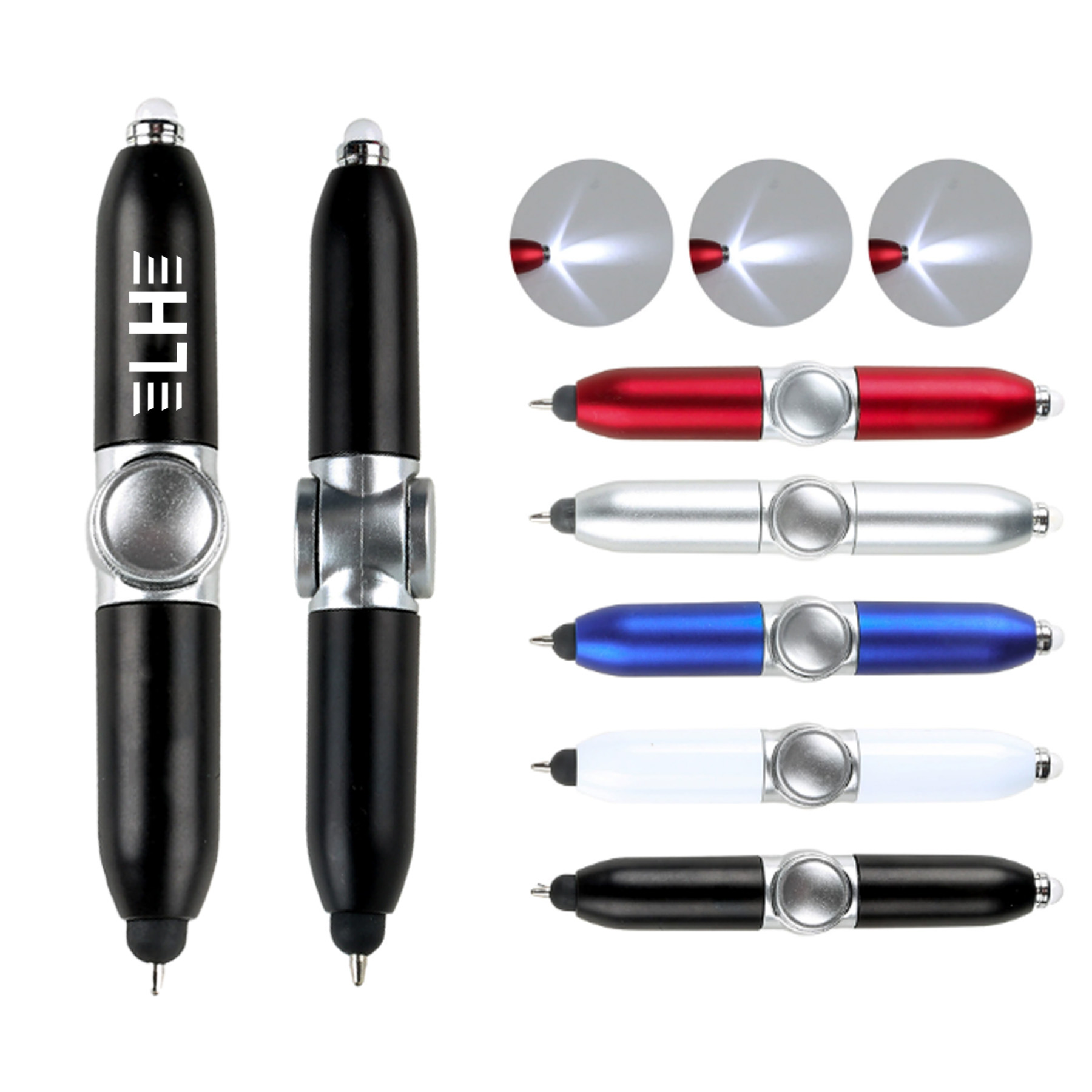Rotating Pressure Reducing Ballpoint Pen with LED Light 2