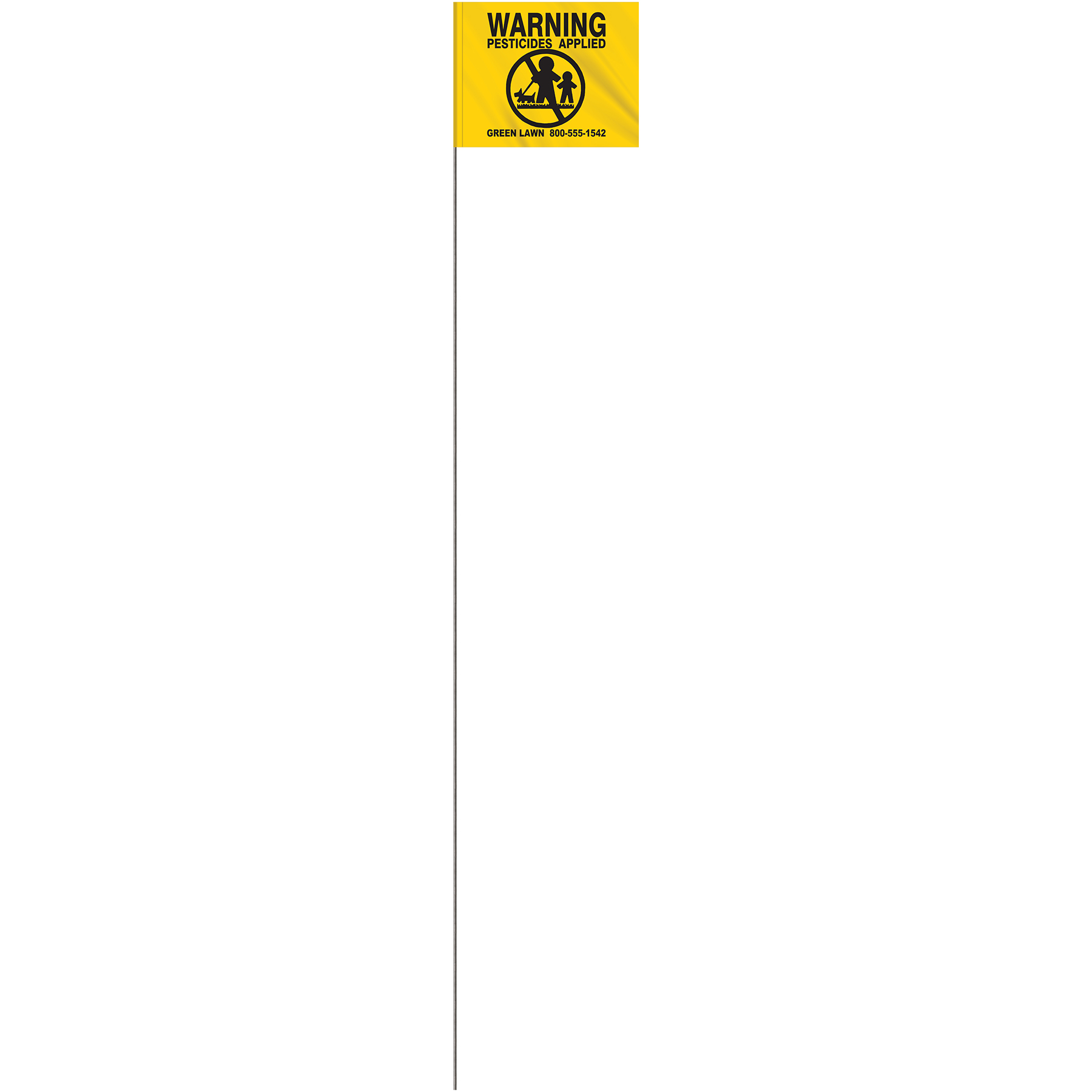 1-Color 4" x 5" Custom High Gloss Polyethylene Marking Flag with 30" Wire Staff 3