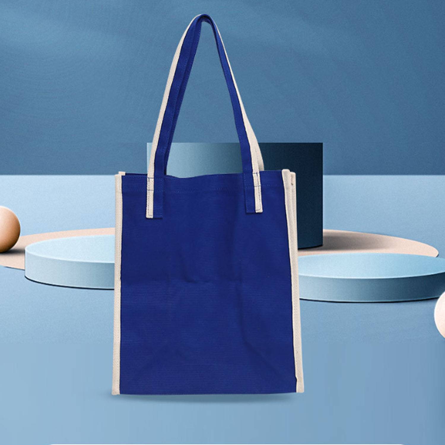 Canvas klein blue lady trendy tote bag, custom tote bag with logo imprint 2