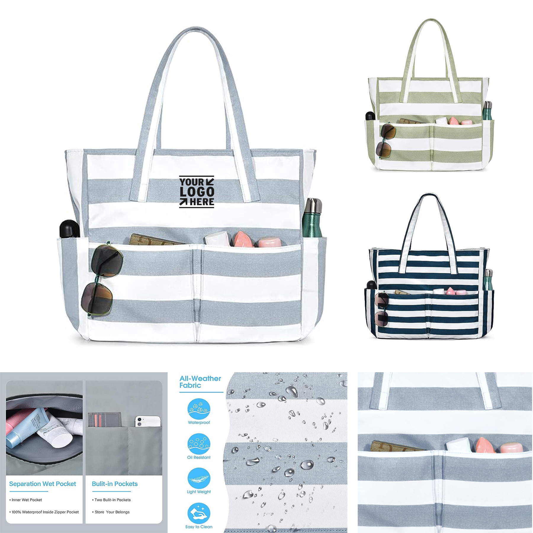Women Beach Waterproof Sandproof Swim Pool Tote Bag
