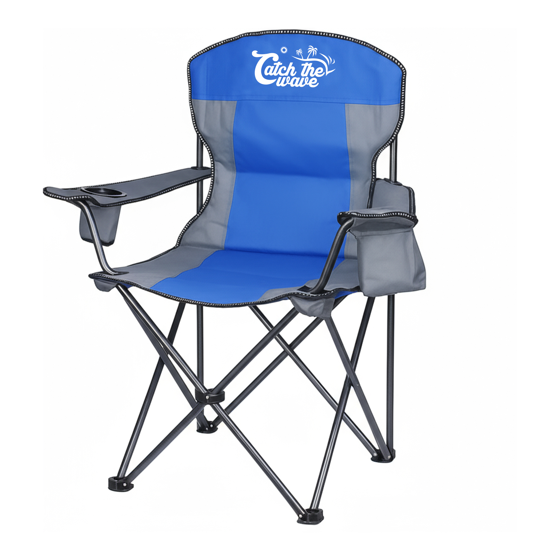 Premium Folding Chair With 3-Can Cooler And Cup Holder 2