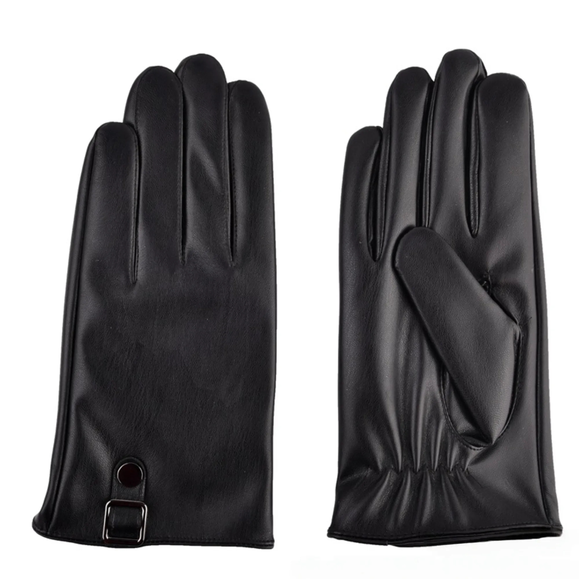 Mens Winter Lined Leather Motorcycle Gloves 4