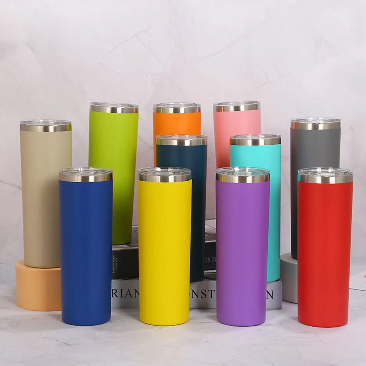 20oz Insulated Skinny Stainless-Steel Tumbler with Straw 5