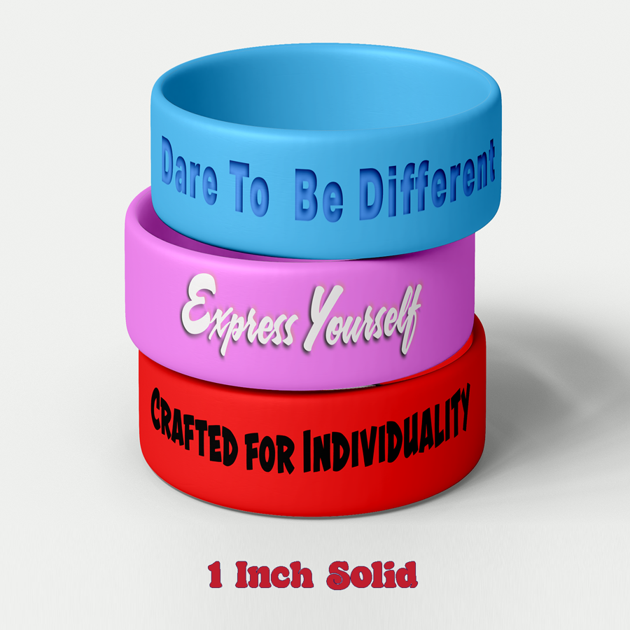 Solid Colored Silicone Wristband - 1" band 3