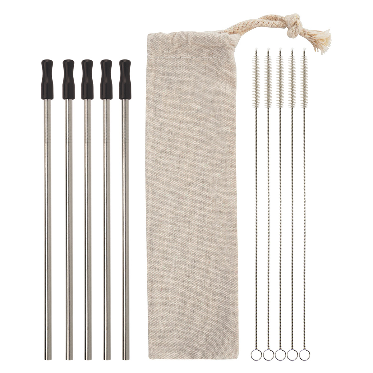 5-Pack Stainless Straw Kit with Cotton Pouch 10