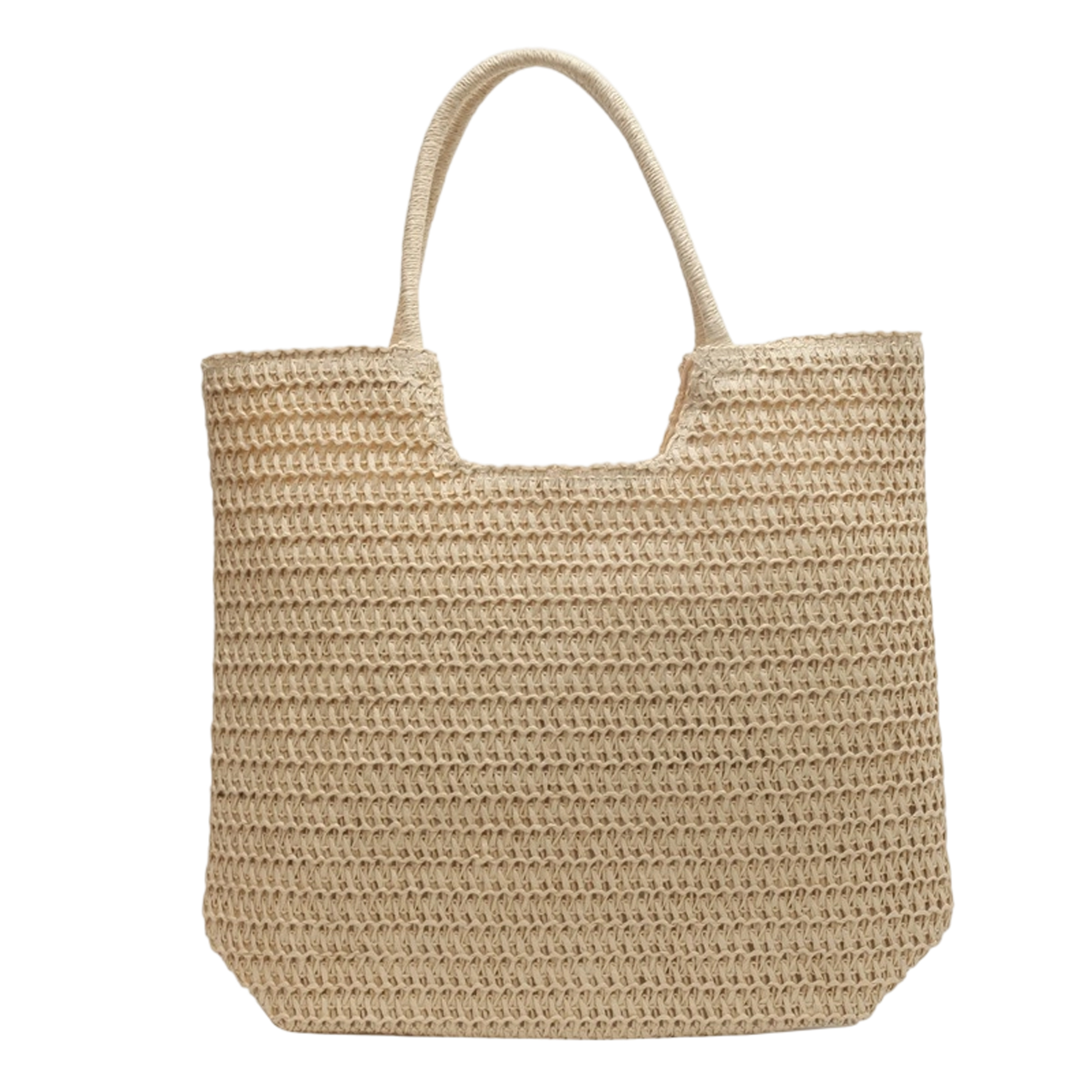 Straw Polyester Beach Tote Bag With Zippered Lining, custom tote bag with logo imprint 4