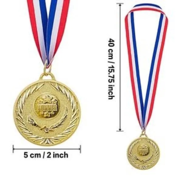 2" Custom Gold Award Medals W/ Stripes Neckband 3