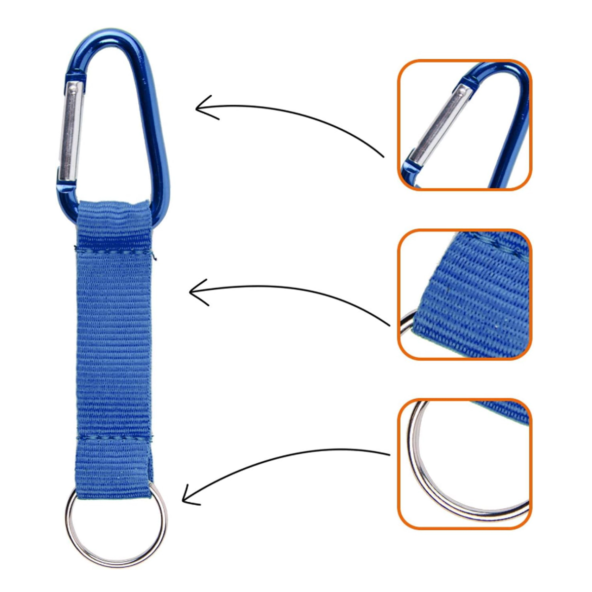 Custom Carabiner Keychain with Nylon Strap and Split Ring 6