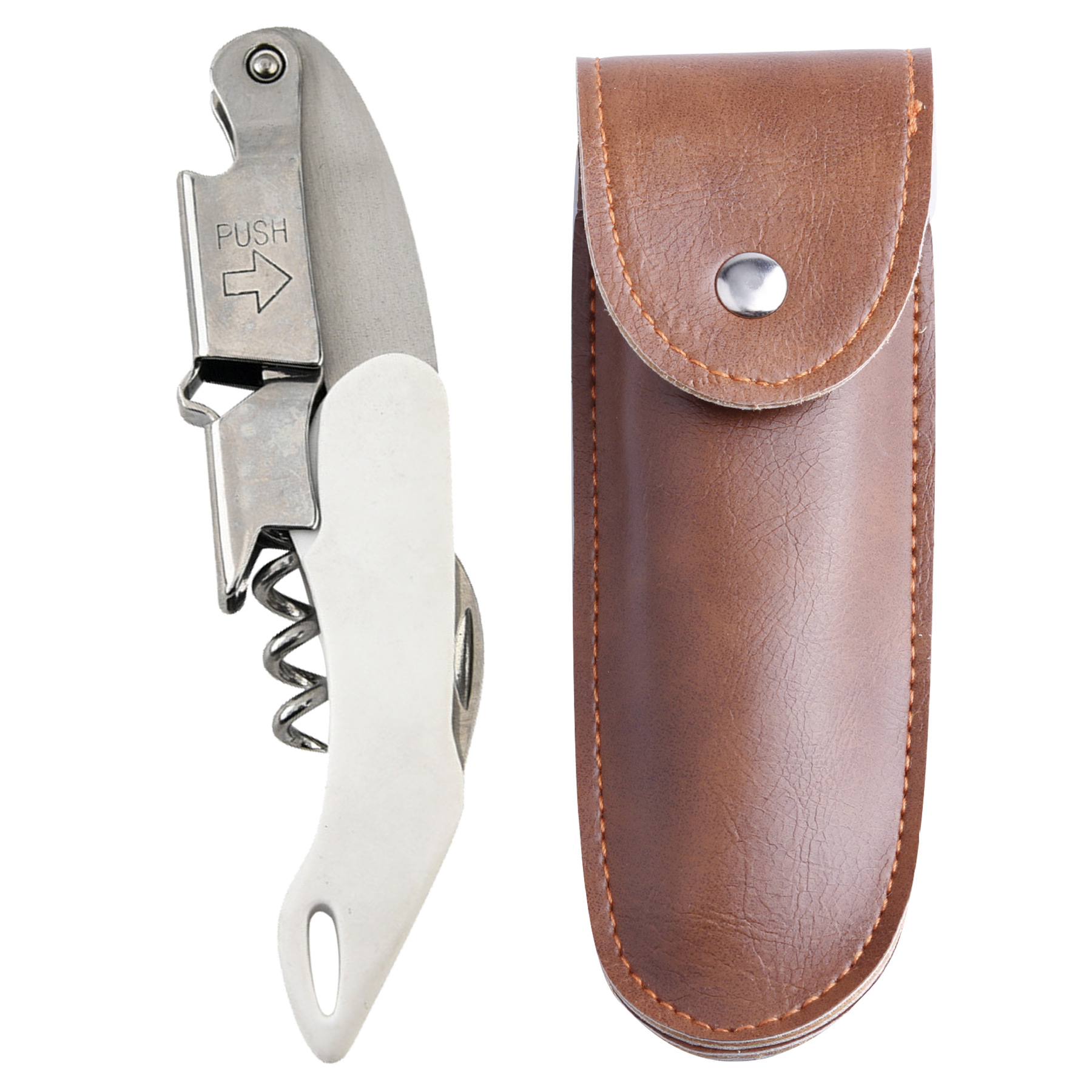 Wine Bottle Opener& Corkscrew Tool With Leather Case 3