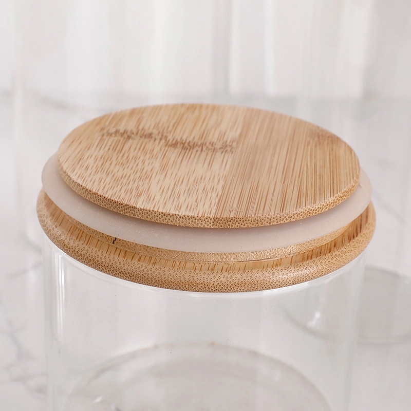Glass Storage Jar With Decorative Airtight Bamboo Lid 2