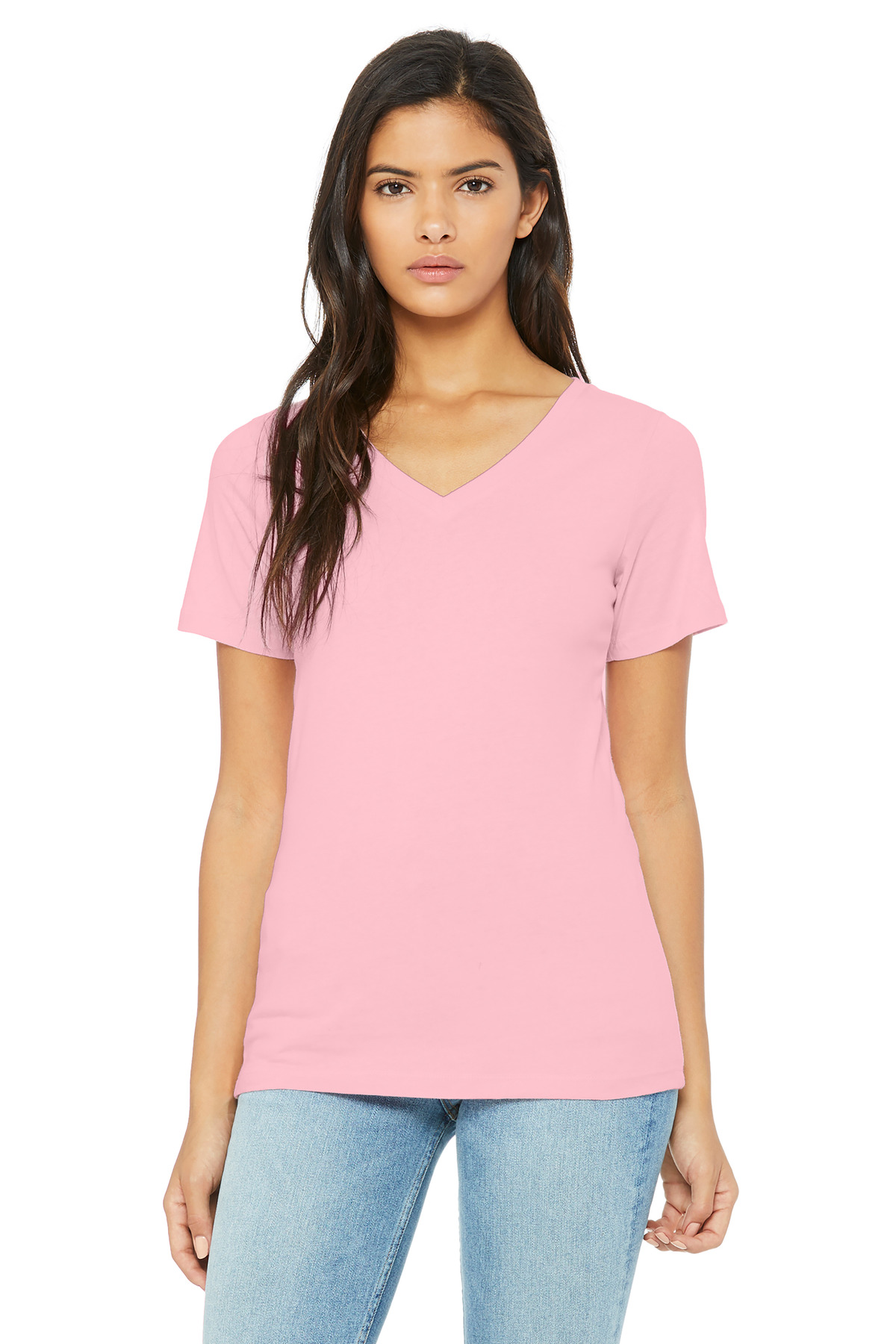 BELLA+CANVAS Women's Relaxed Jersey Short Sleeve V-Neck Tee. BC6405 64