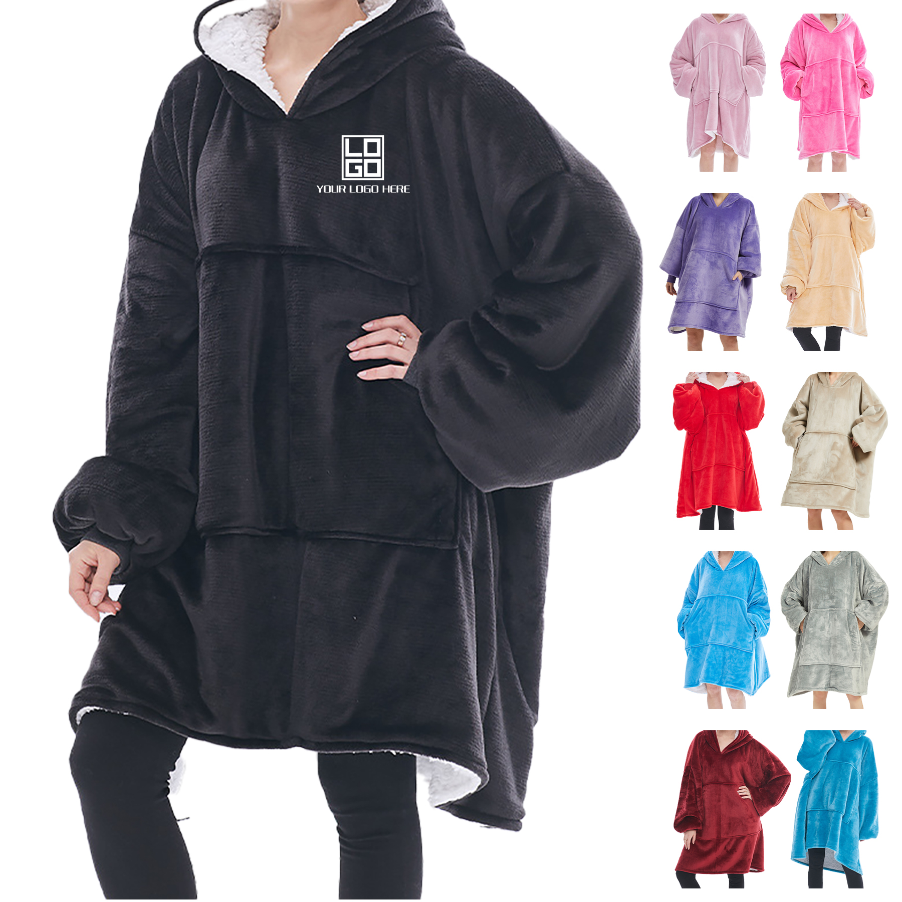 Flannel Hooded Lazy Blanket 2