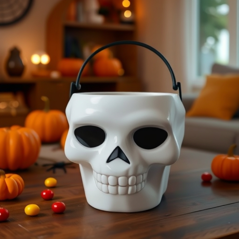 Glowing Skull Bucket Halloween Decoration 1