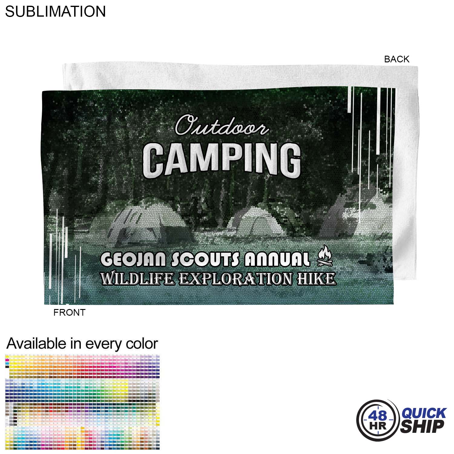 48 Hr Quick Ship - Microfiber Dri-lite Terry Towel, 15x25, Sublimated Edge to Edge 1 side 5