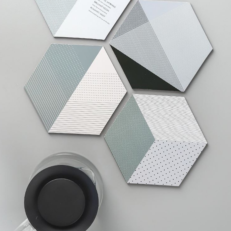 MDF Hexagon Shaped Cork Coaster 5