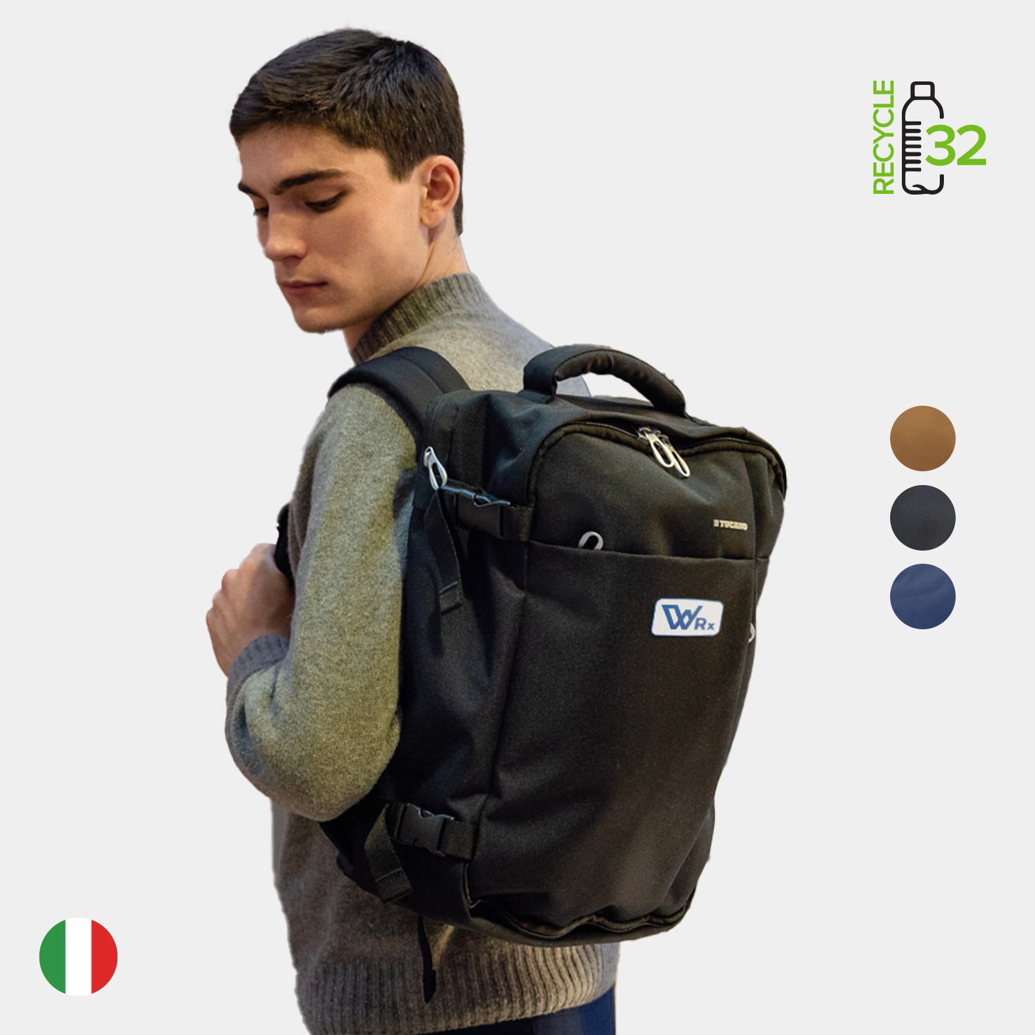 TUCANO® - Italy TUGO M Recycled Exclusive Cabin Luggage Travel Backpack 5