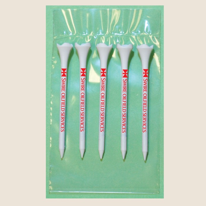 Golf Tee Poly Bag Pack w/ Five 3 1/4" Aerodynamic Tees 2
