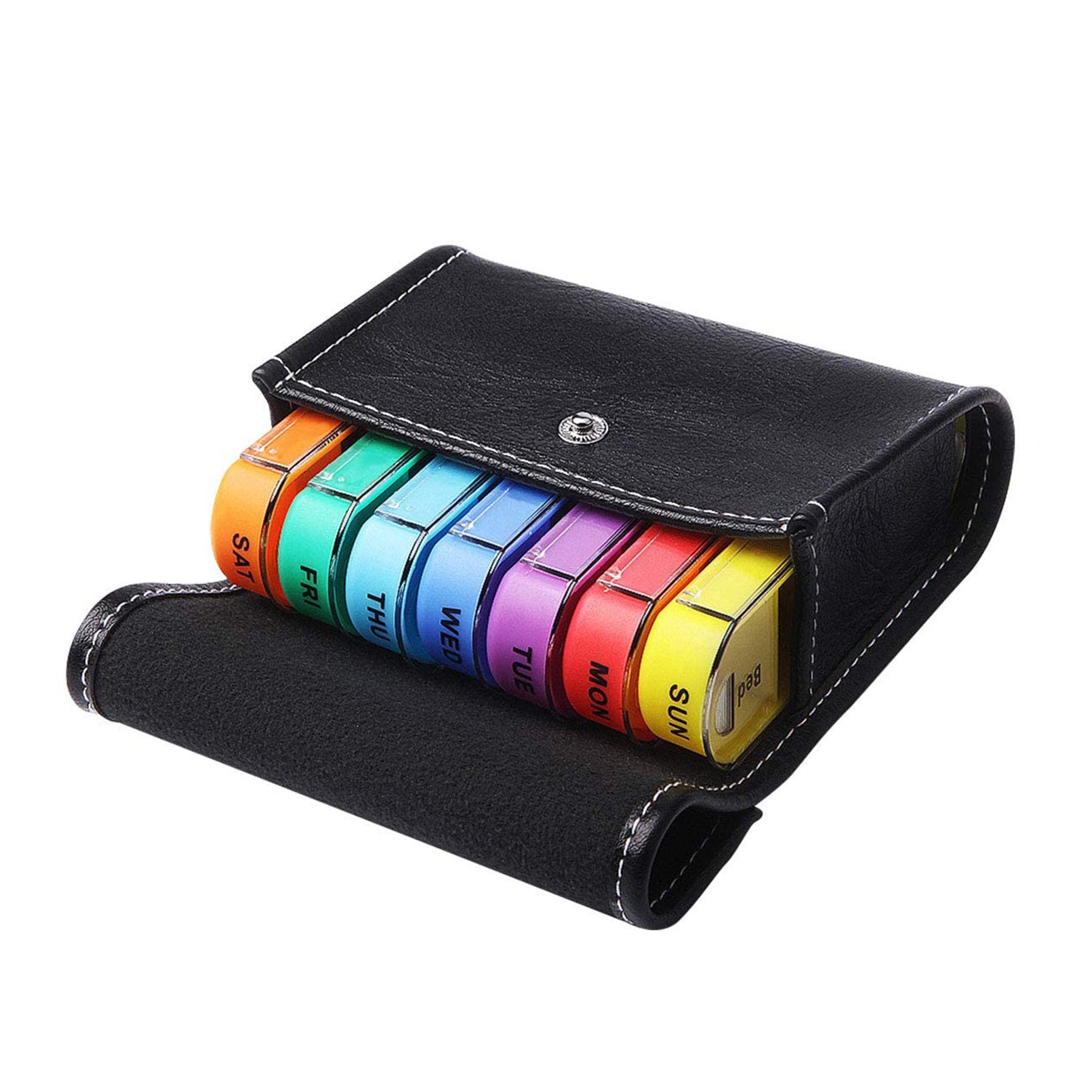 Weekly Pill Organizer 2 Times a Day with PU Leather 2